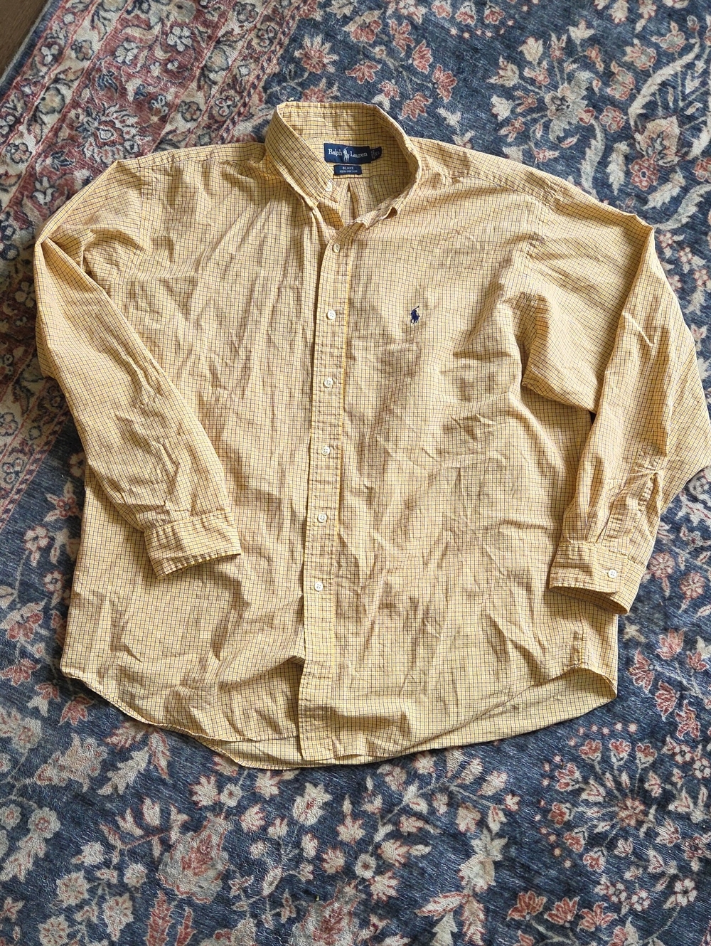 Ralph Lauren Polo Blake Yellow Check Button-Down Shirt XL